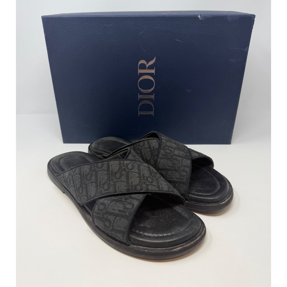 Dior Alias Oblique Jacquard Sandal Black Size 12 US 45 EU